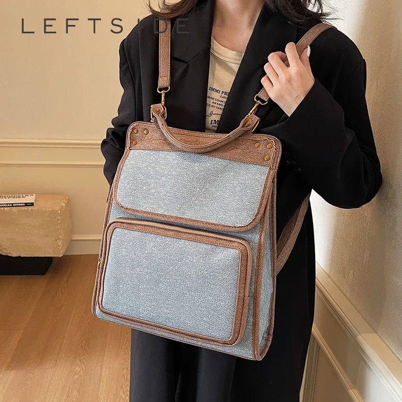 

Левая сторона дизайна, милые джинсовые рюкзаки для женщин, зима 2024, Y2K, новая мода, женские роскошные дизайнерские новогодние рюкзаки для девочек