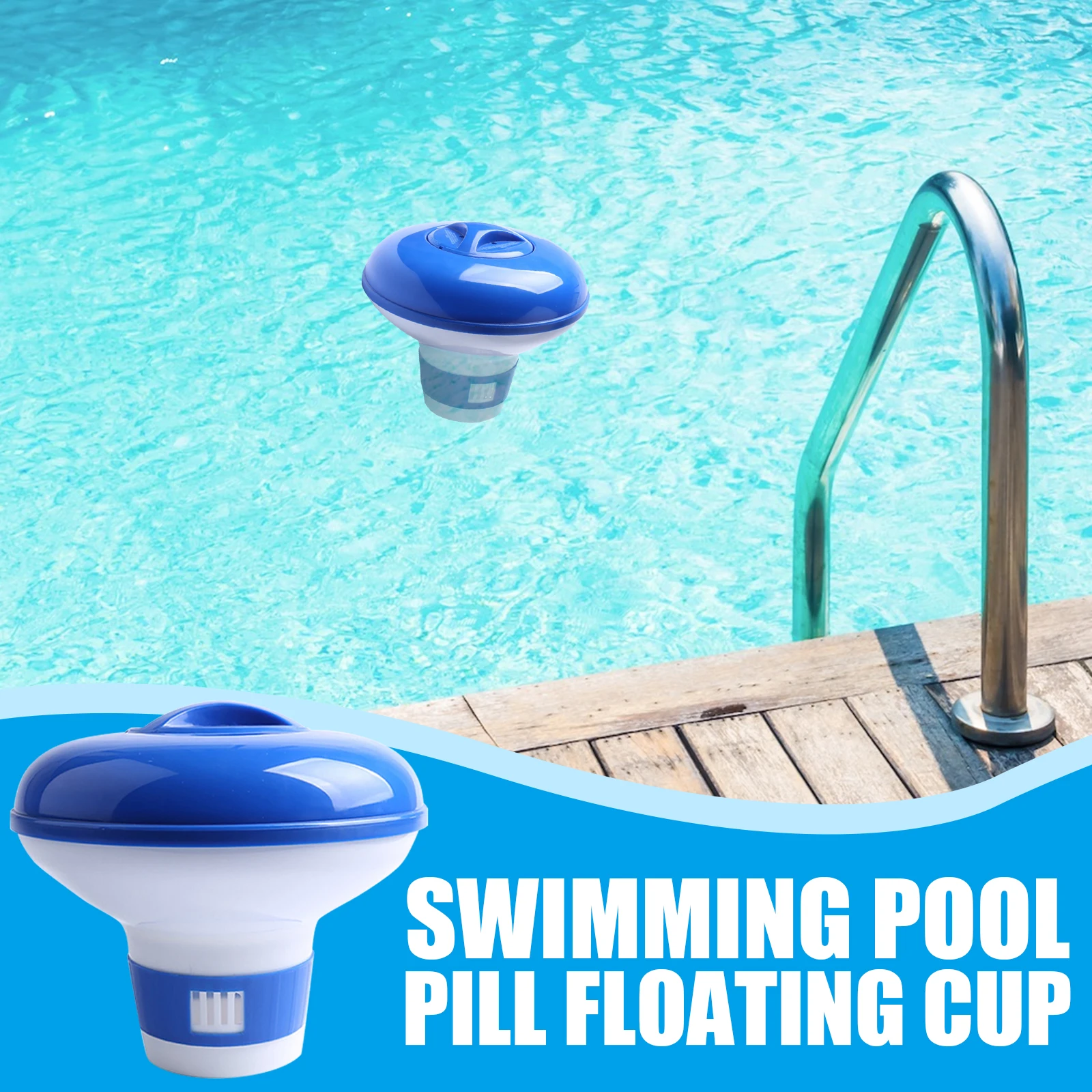 Floating Pool Chlorine Dispenser Adjustable Flow Vents Chemical Tablet Holder for Swimming Pool Spa Hot Tub Sanitizer