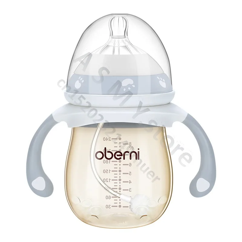

Детская бутылочка Oberni 240 мл/300 мл из PPSU для новорожденных, с широким горлышком, легко моется, с ручкой, удобна для питья молока.
