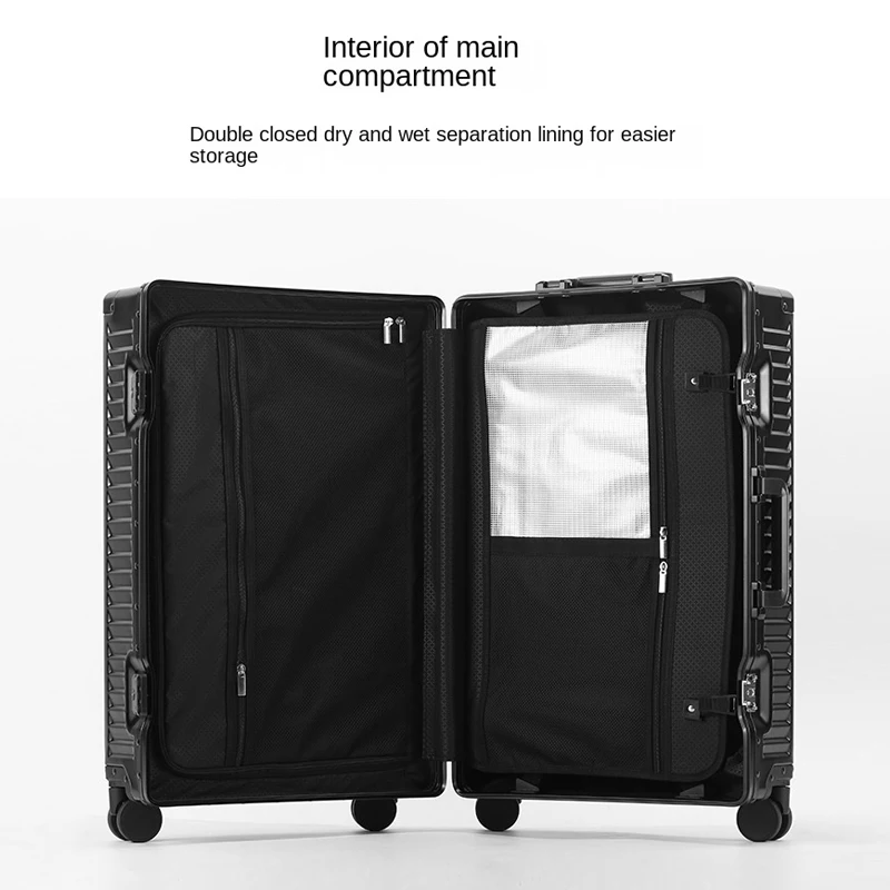 حقائب كاملة من سبائك الألومنيوم والمغنيسيوم بفتحة أمامية للأمتعة متعددة الوظائف مع حامل أكواب 20/24 بوصة حقيبة راقية #5