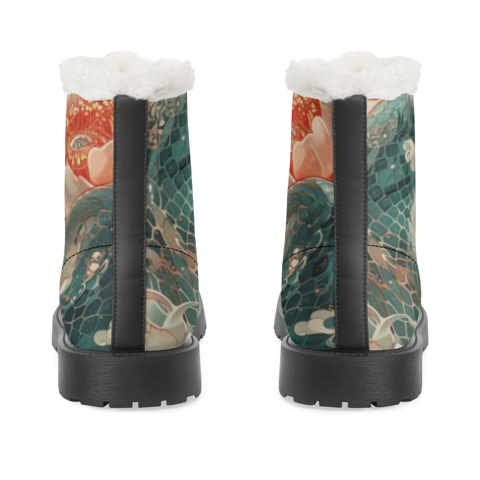 أحذية قطيفة بطباعة بيثون قابلة للتخصيص، أحذية غير رسمية، أحذية منتصف الساق للرجال والنساء الأكثر مبيعًا، أحذية شتوية