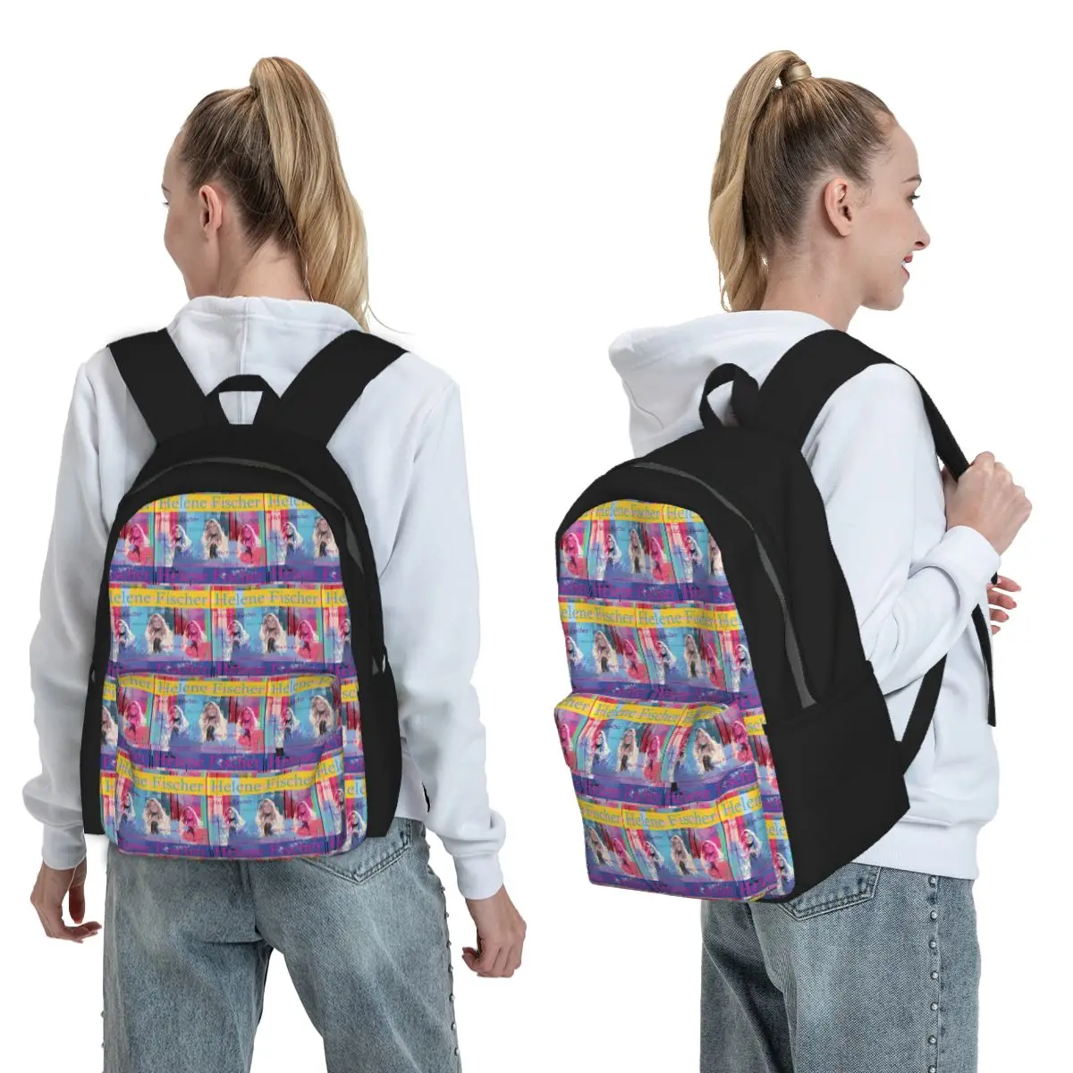 Mochila com retrato de Helene Fischer, bolsa escolar para estudantes, bolsa escolar para crianças, bolsa de ombro para laptop, para homens e mulheres