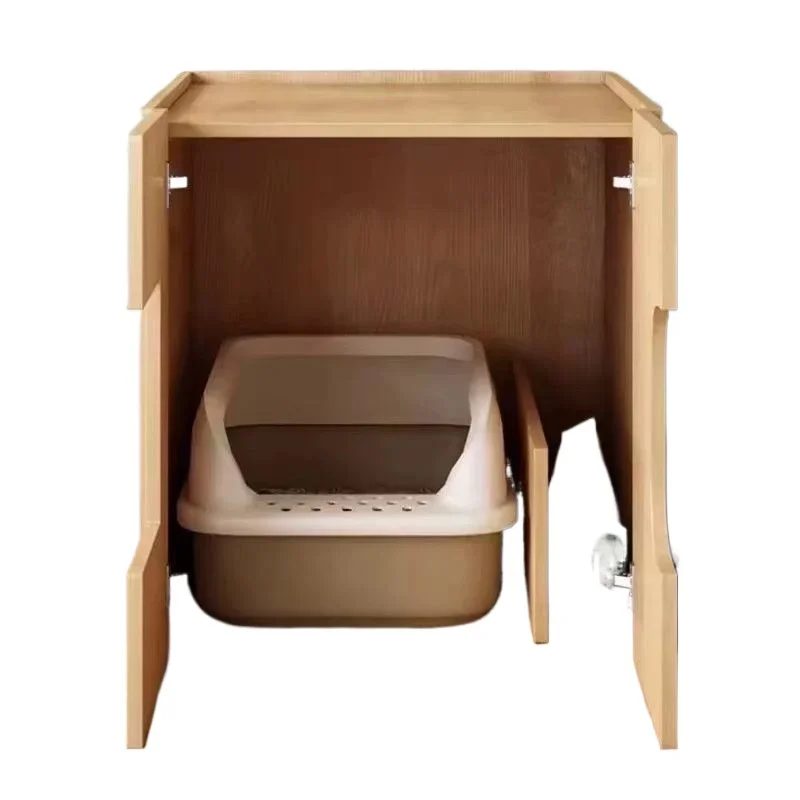 

Solid wood odor-proof cat litter box, bedside table, nest house, semi-closed indoor integrated anti-splash cat cabinet