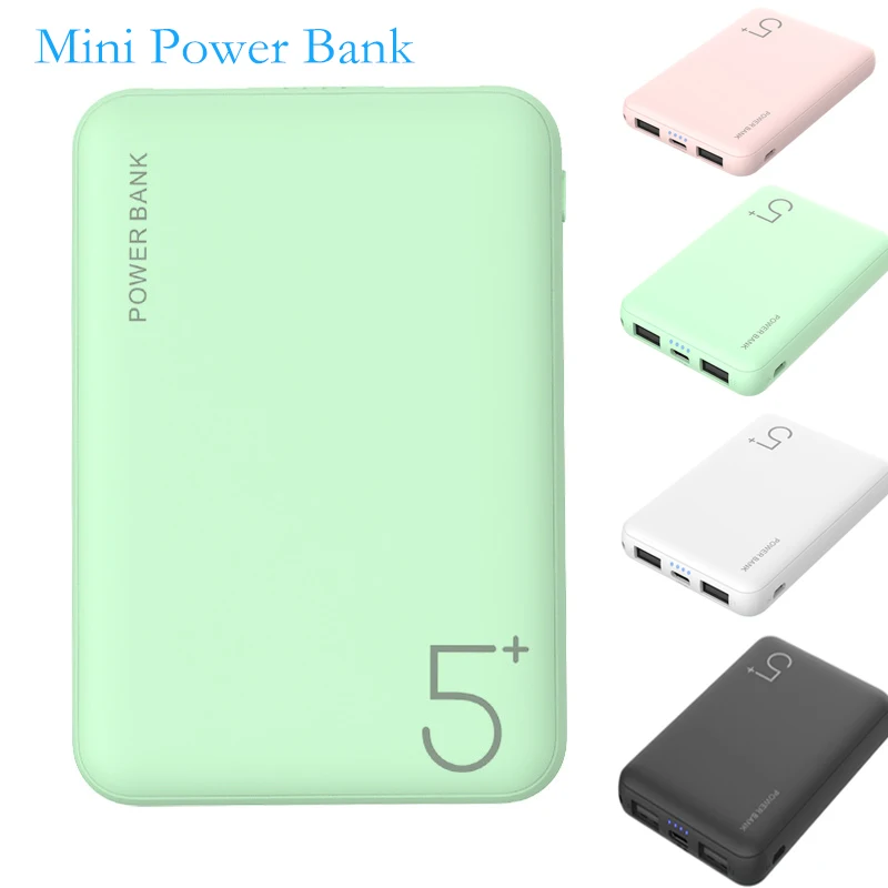 

5000mAh Thin power bank With Dual USB output Portable Charger External Battery Pack For Iphone 15 Samsung Xiaomi Mini Powerbank