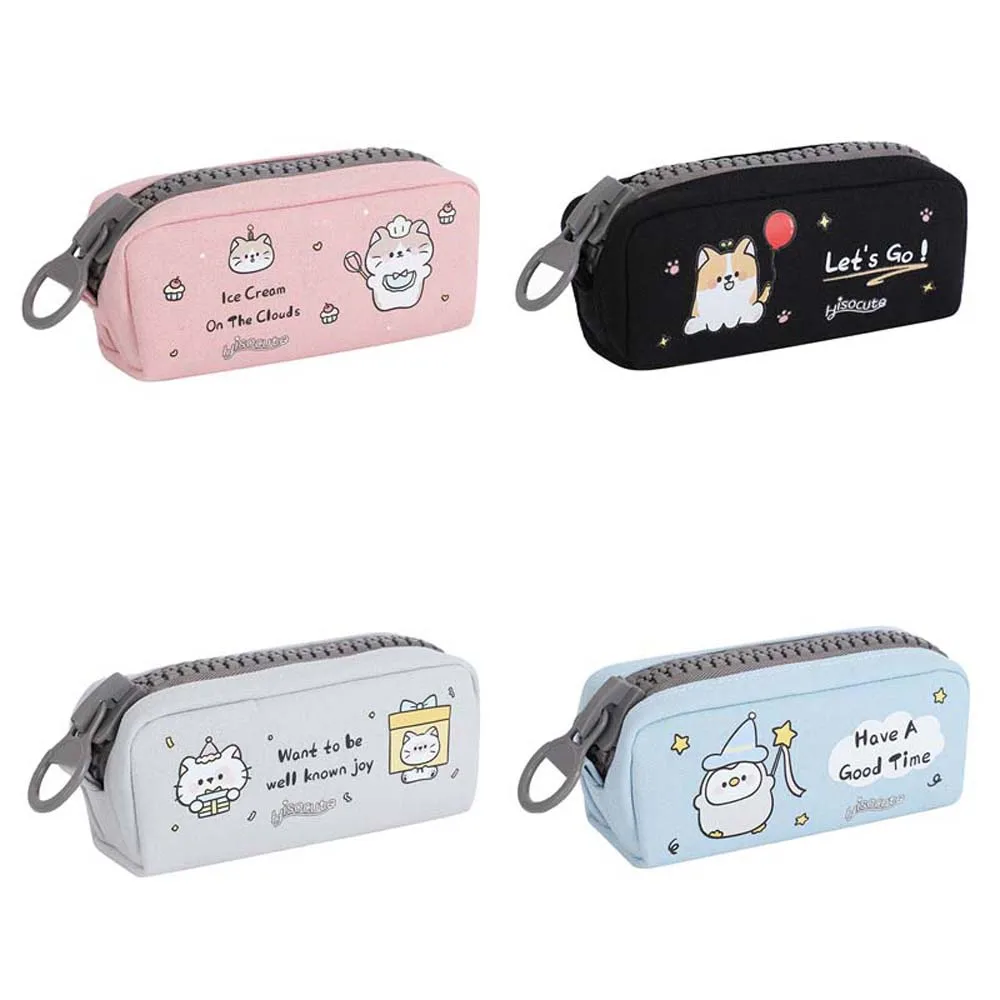 القرطاسية تخزين الكرتون قماش مقلمة أدوات الكتابة الحيوان الكرتون قماش القلم حقيبة القطط سعة كبيرة