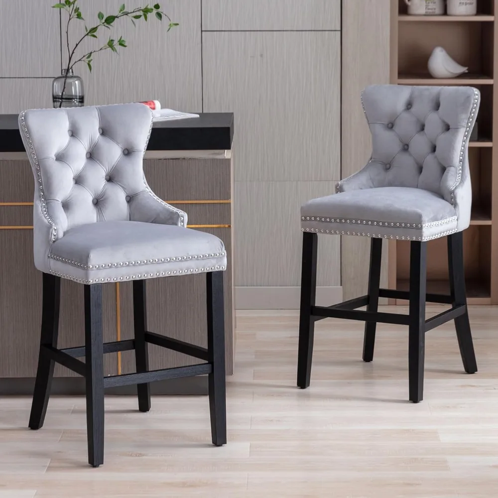 طقم مقعد مرتفع مكون من قطعتين، مخملي 26 كونترتوب مع زر خلفي وزخرفة برشام #2