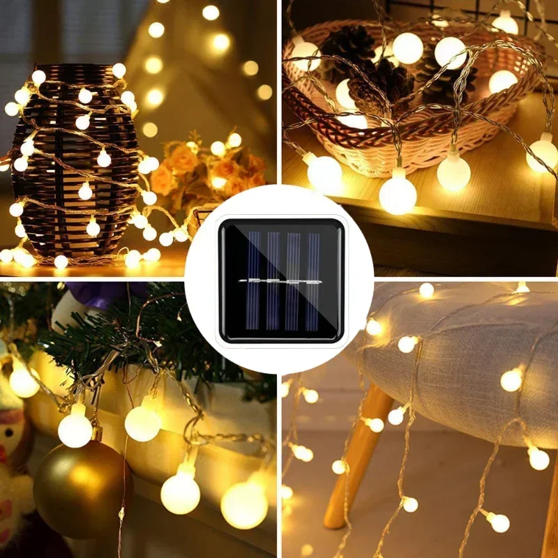 Imagem -06 - Led Globe Solar Fairy String Lights Guirlanda de Natal Rua Lâmpadas de Casamento ao ar Livre Festa Feriado Jardim Pátio