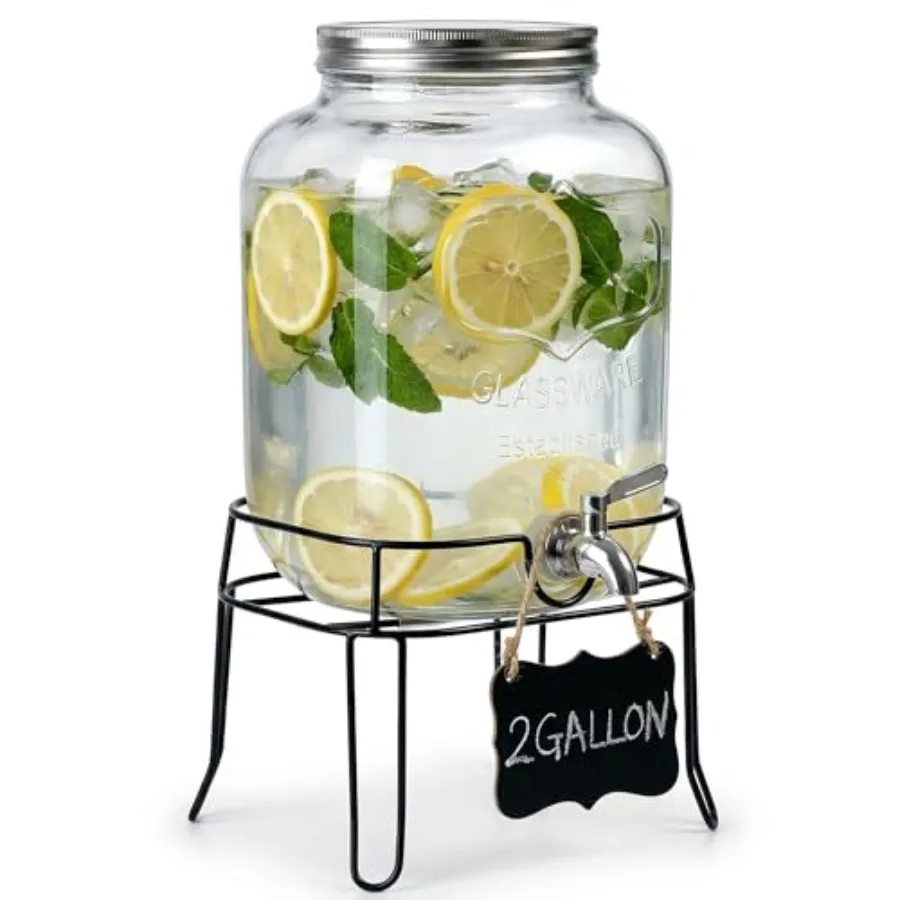 

Стеклянный диспенсер для напитков Lon Glass для вечеринок, диспенсер для лимонада с краном из нержавеющей стали 304, герметичный, для чая с лимоном.