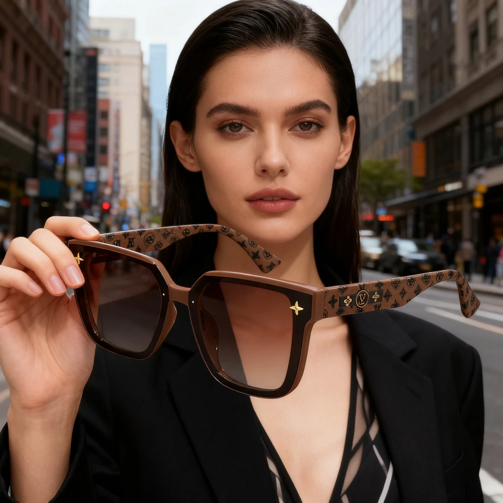 

​​Womens Square Frame Polarized UV Protection Sunglasses for Round Face Slimming Driving Fashion Trendy Versatile​​