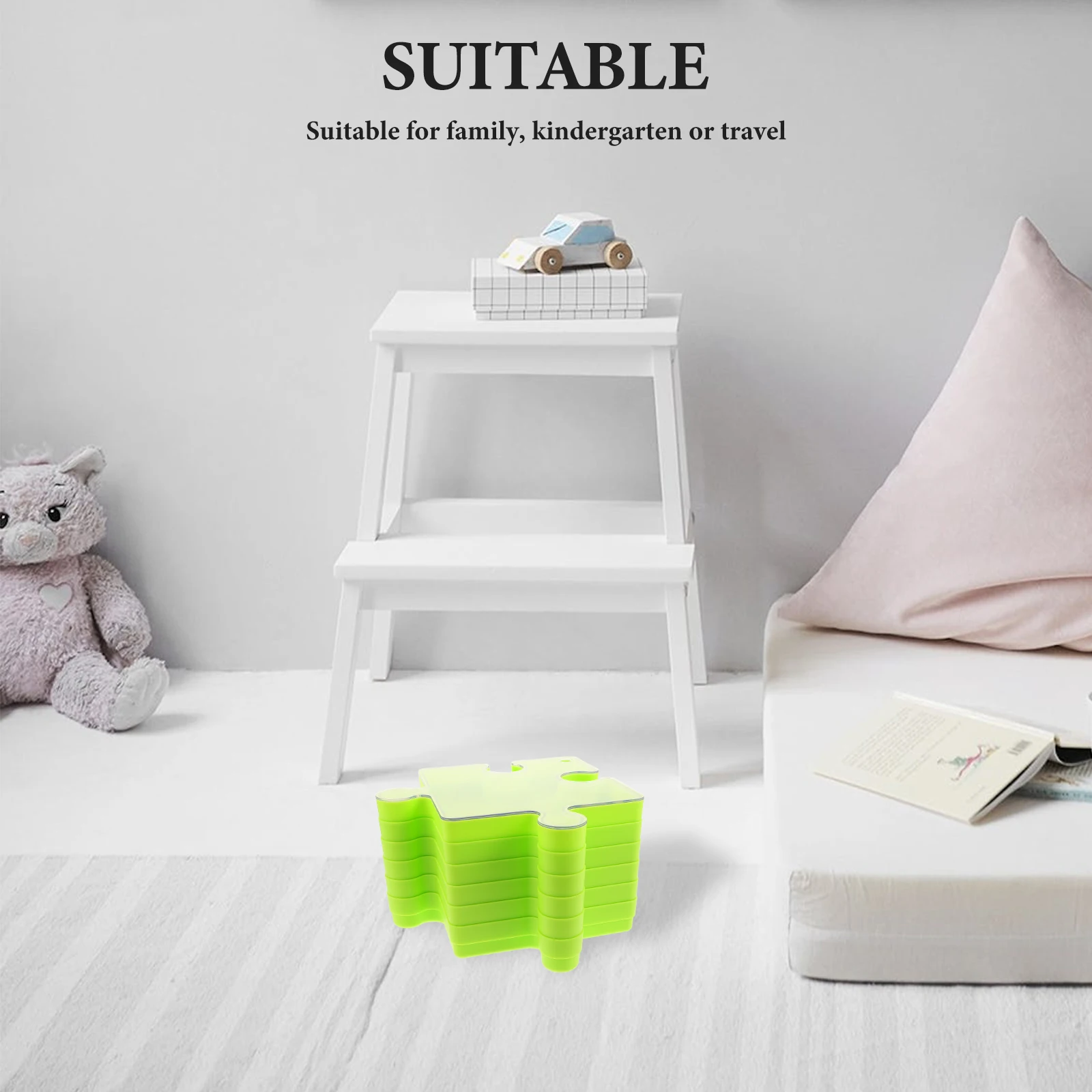

6 Pcs Children's Puzzle Storage Box Organizing Plates Case Toy Organizer Green Cover