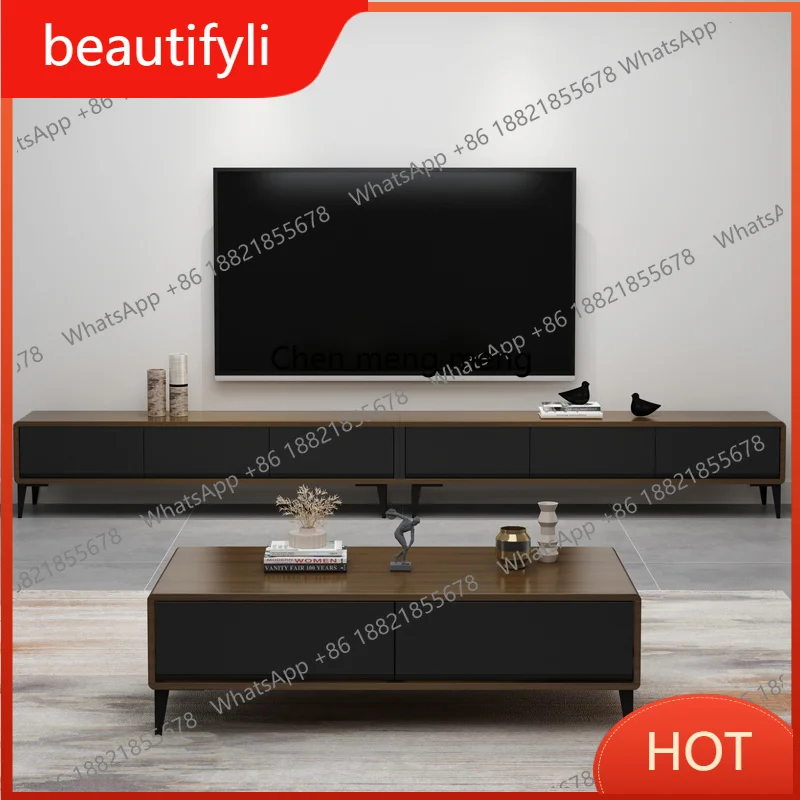 A139 Nordic Style Extra Long Solid Wood TV Stand Table Modern Minimalist Design Walnut Small Space Living Room Furniture
