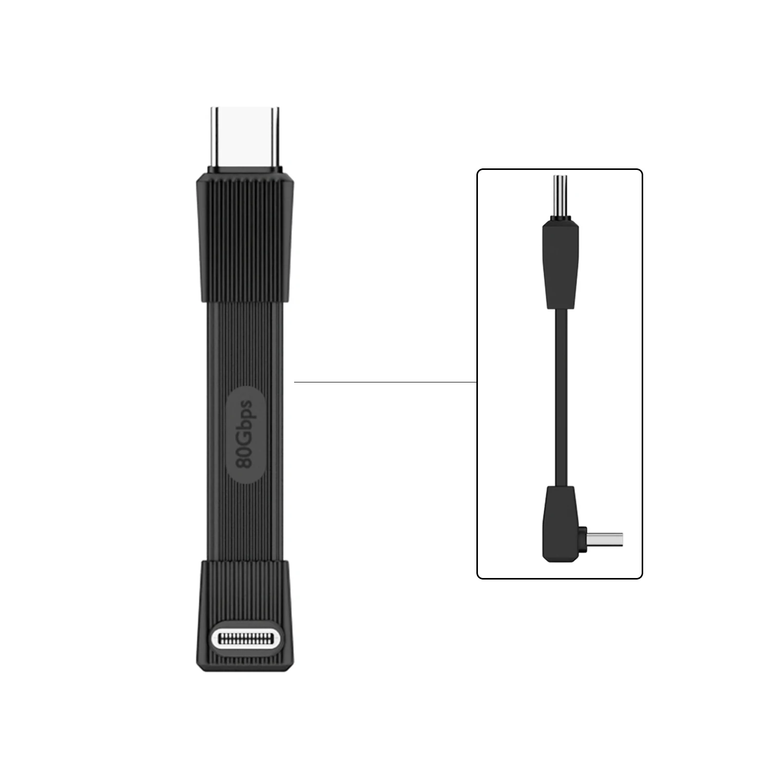 USB-C 4-Flach-Kabel, Schnellladekabel PD 240W, 90-Grad-Schnellladekabel, 80Gbps 8K@60Hz Daten- und Videowiedergabe für Smartphones, Tablets