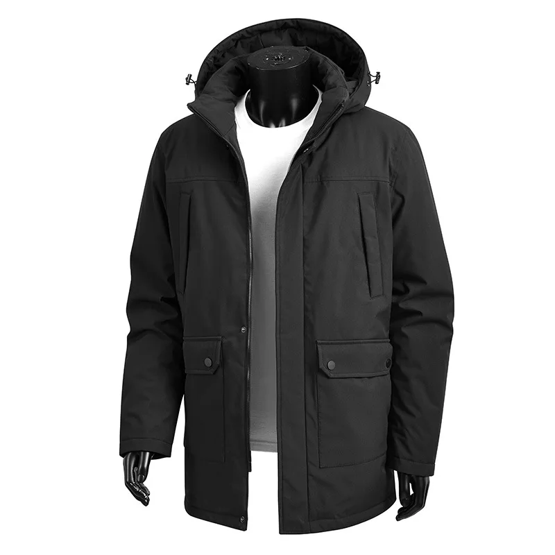 Men's Mid-Length Utility Parka - Heavyweight Thermal Insulation for All-Weather WearRain Jacket