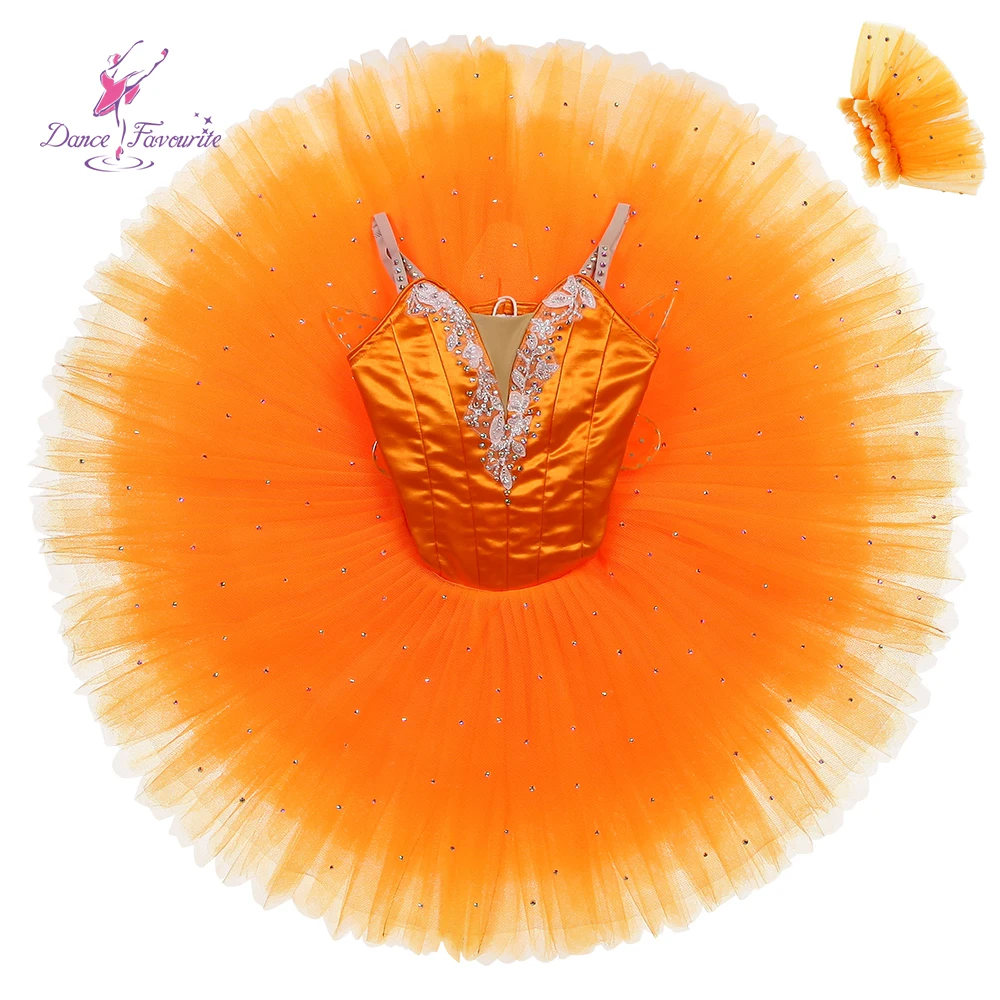 B26620 Ballet Performance Tulle Skirt Competition Orange Color Ballet Costume Skirt for Girls