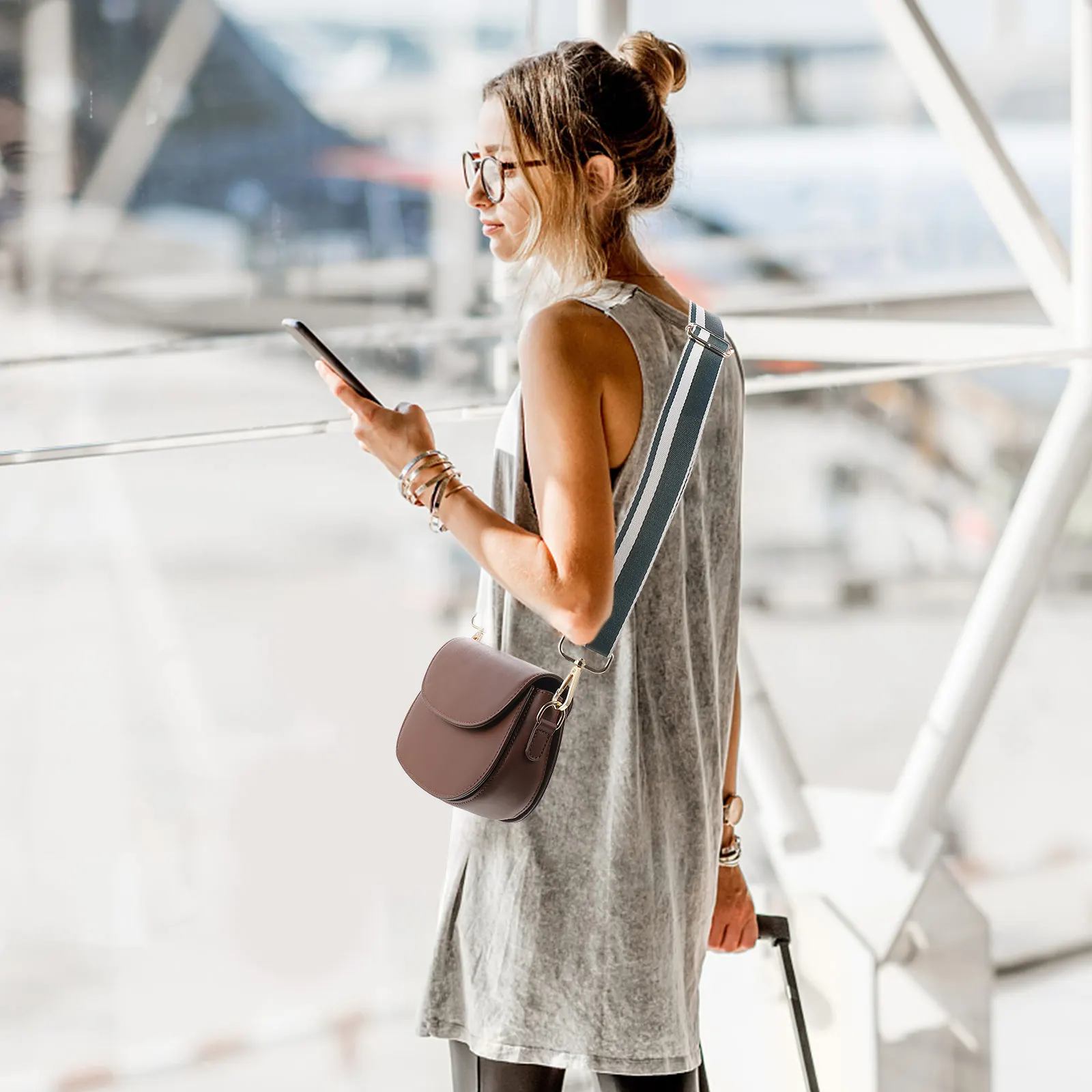 컬러 콘트라스트 가방 스트랩 교체 세트 고품질 조절 가능한 벨트 크로스바디 백 DIY 핸드백 스트랩 장식