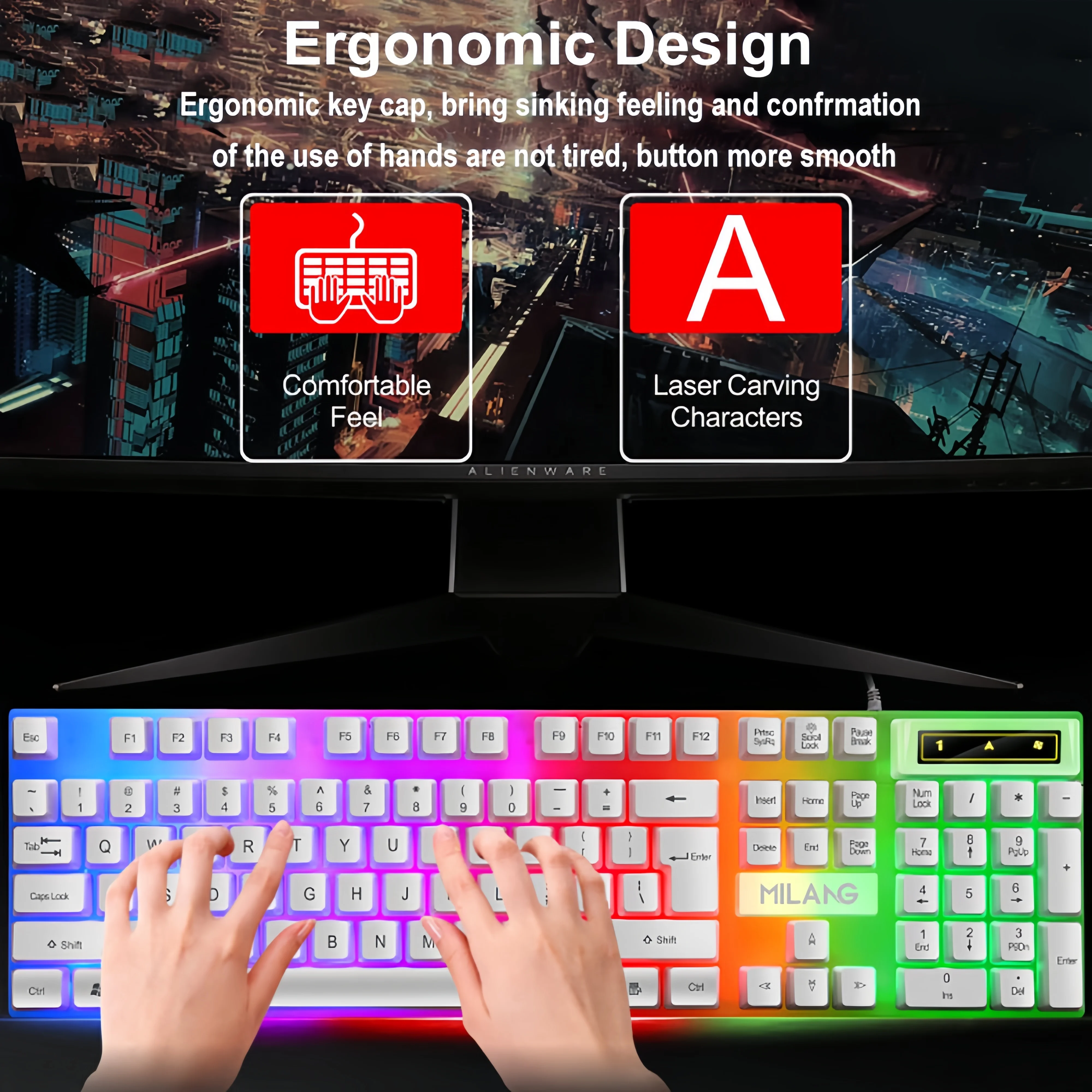 USB RGB-gamingtoetsenbord 104 toetsen Bedraad toetsenbord Standaardtoetsenbord Drijvende knop Backlight-toetsenbord voor pc Computer Laptop