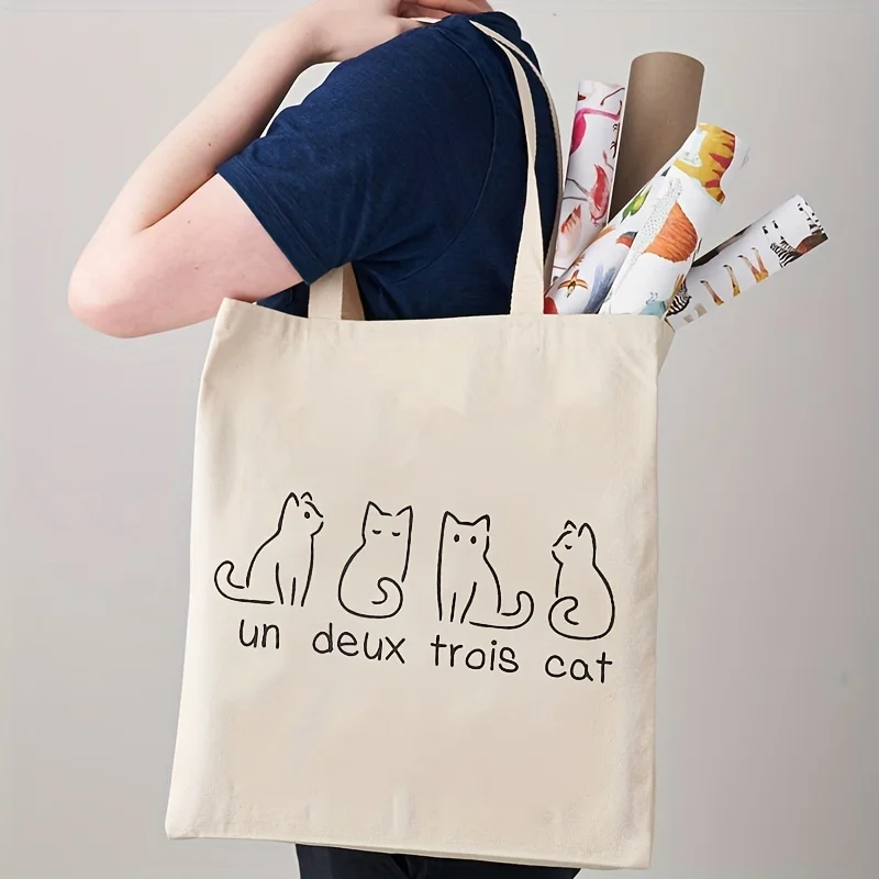 Kawaii Cat Tote Bag  Pattern Cat Tote Bag, Cat Canvas Tote BagShopping Bag, Cat Lover Gift, Cat Bag, Cat Illustration Tote Bag