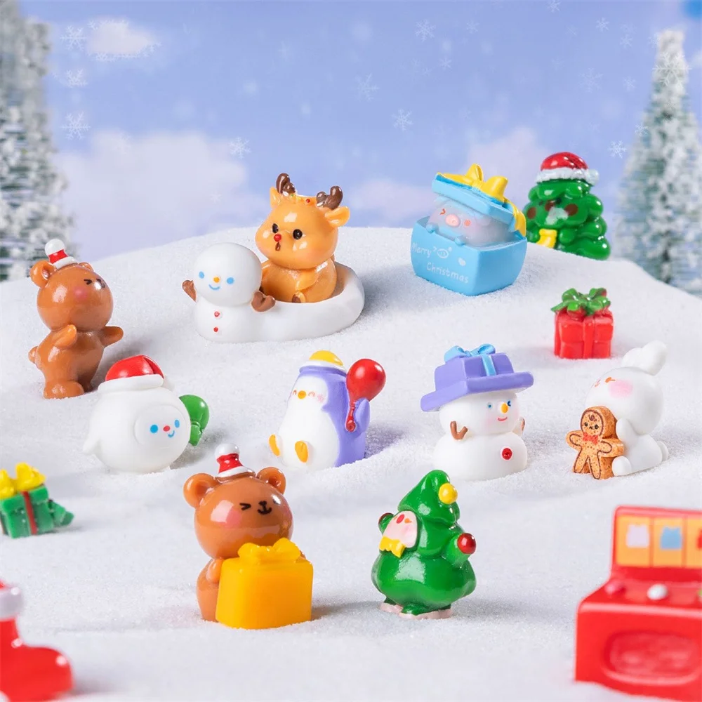 Christmas Miniatures Festive Mini Christmas Ornaments Car Desktop Ornaments Creative Animal Town Decorations For Home Decor