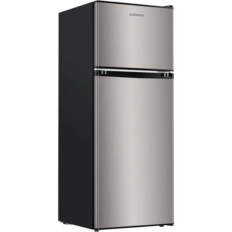 Upstreman 4.0 pies cúbicos. Mini refrigerador con congelador, artículos esenciales para el dormitorio, doble puerta, refrigerador pequeño para oficina, dormitorio, dormitorio