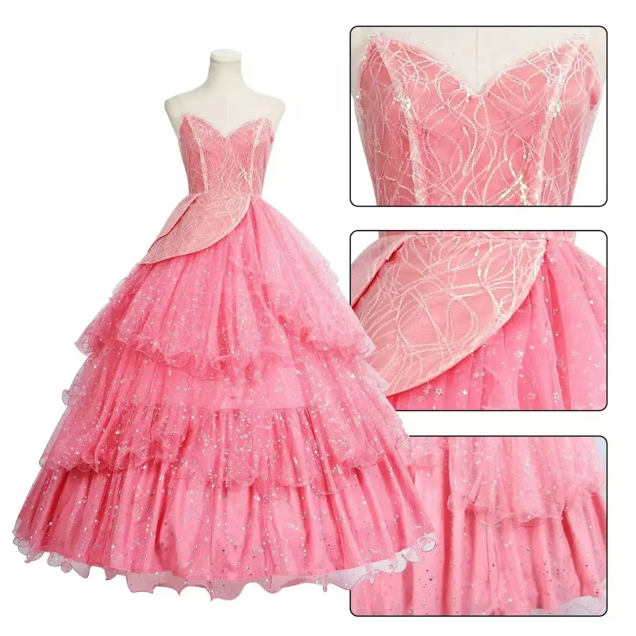 

Halloween Dance Party Show For Women Role-Playing Party Outfit Wicked Glinda Dress For Women Pink Glinda Cosplay Costume Dress