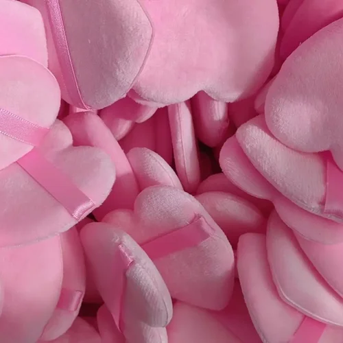 Imagen 2 del producto 5-50 Uds. Esponja cosmética de terciopelo con forma de corazón y amor, esponja suave reutilizable, herramientas de belleza Facial, polvo seco suelto colorido, esponjas de maquillaje