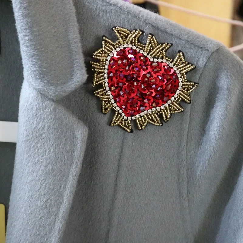 3D Handmade tkanina w kwiaty łatki na odzież DIY szyć na cekiny rhinestone serca parches aplikacja z koralikami kogut patch