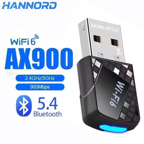AX900Mbps USB WiFi 6 Adapter for PC, 2-in-1 Bluetooth 5.4 WiFi Adapter 2.4G/5G Dual-Band