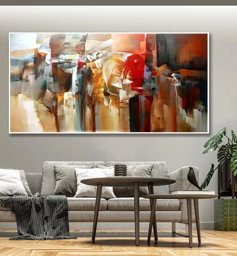 Contemporary Abstract Wall Art Extra Large Panoramic Oil Painting On Canvas for Living Room Hotel Decoration Hand Painted