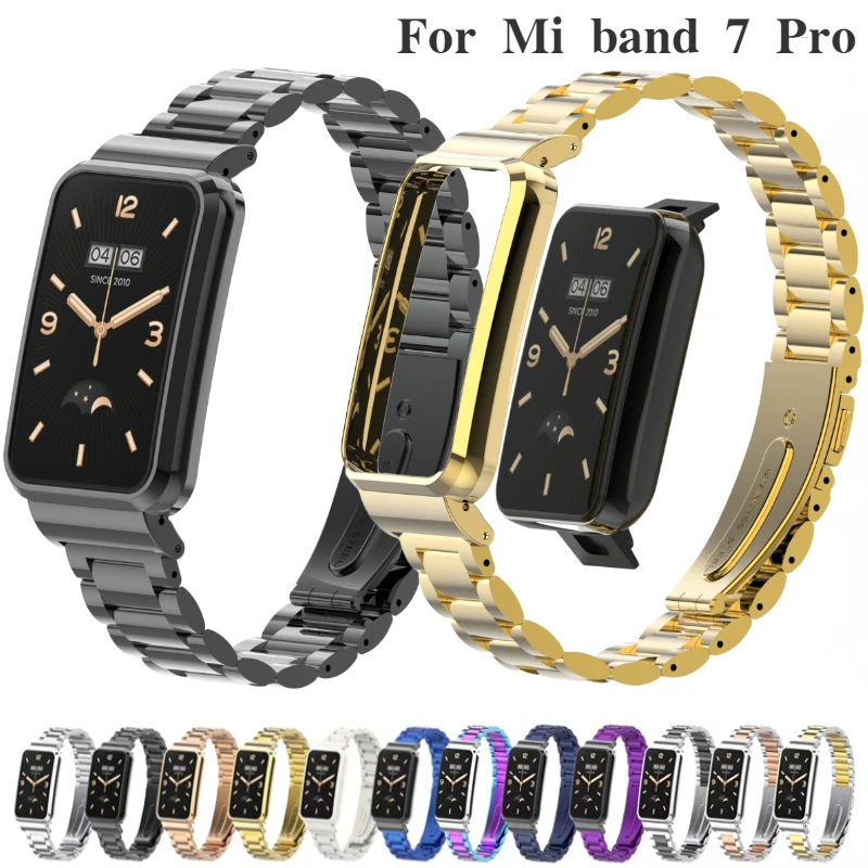 Pulseira de metal + capa para xiaomi mi band 7 pro pulseira de aço inoxidável miband 7 pro pulseira correa para mi band 7 pro acessórios