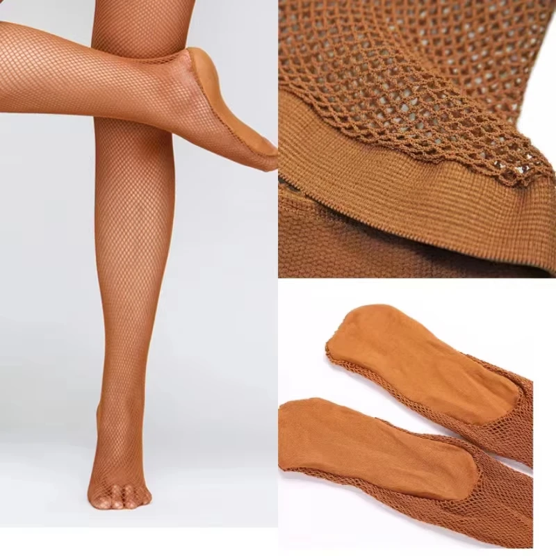 Women Professional Hard Mesh Tights Latin Dance Fishnet Stockings Tights Competition Special Pantyhose Sole Non Slip Oxford Sock