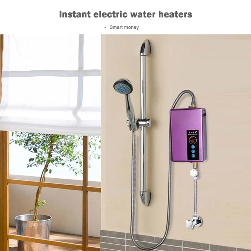 5500W Electric Water Heater Wall Mounted Instantaneous Tankless Water Heater for Kitchen Bathroom Shower Water Fast Heating 220V