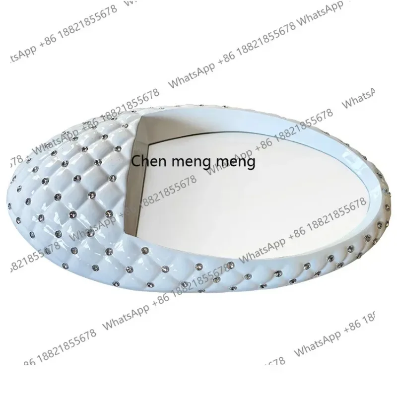 03 Barber shop hair mirror table beauty hair mirror fiberglass with drill hair salon special wall-mounted mirror