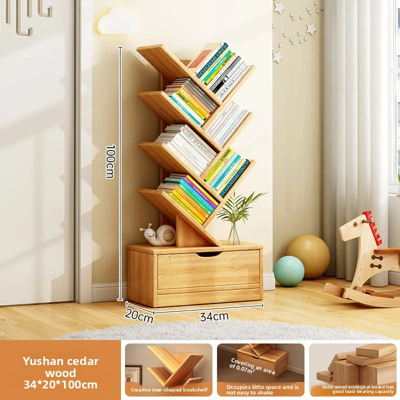 Kinderbücherregal aus Massivholz, Kinderschrank in Hausform, Kleinkindregal mit Kippschutz für den Kindergarten