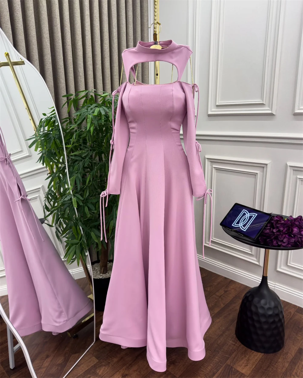Customized Evening Dress Elegant O-Neck Off the Shoulder 3/4 Sleeves Party Dresses Jersey  A-Line Floor Length Prom Gowns