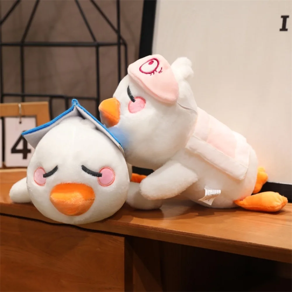 

Don't Want To Work Lying Flat Duck Plush Toy Lovely PP Cotton Lying Flat Duck Plush Keychain Soft Funny Cartoon Duck Doll