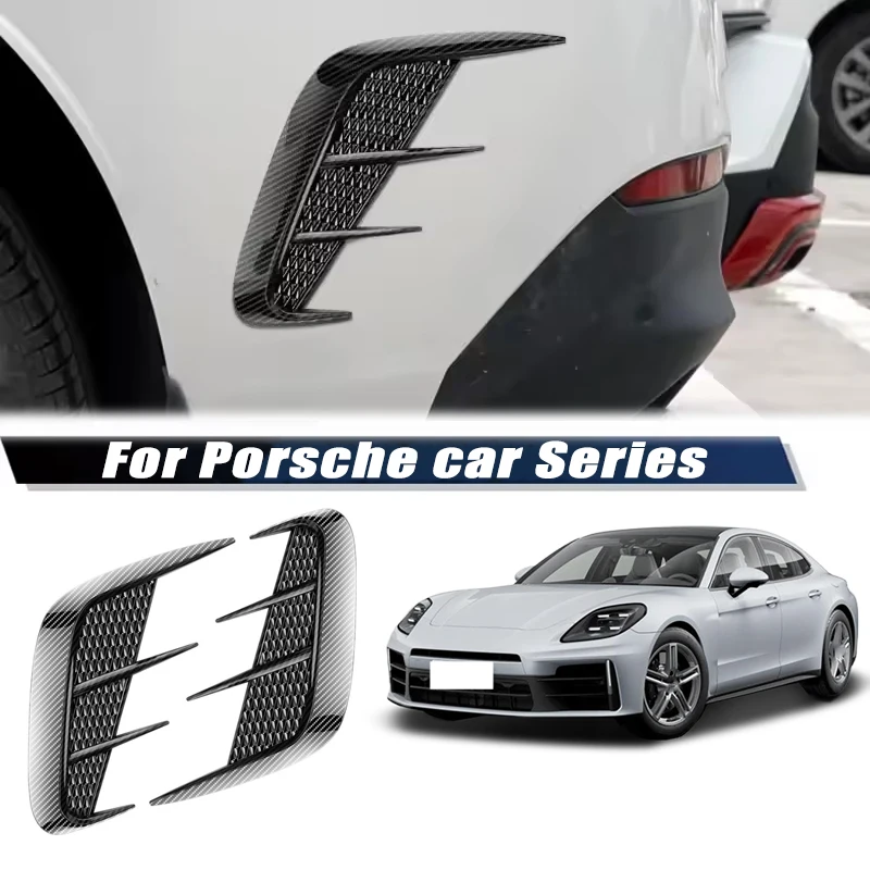 Carbon Fiber Car Fender Trim Car Sticker Shark Gills Simulation Side Intake Body Sticker Accessories For Porsche Car Series