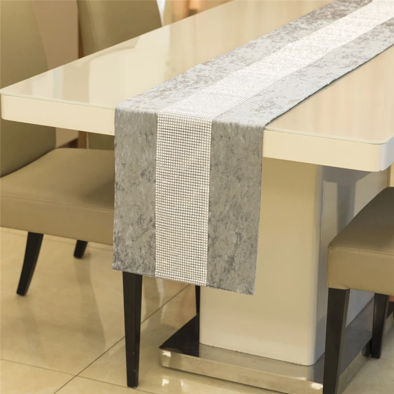 

Simple Modern Style Solid Color Bright Diamond Table Runner Living Room Tea Table TV Cabinet Cover Towel Home Decor Table Runner