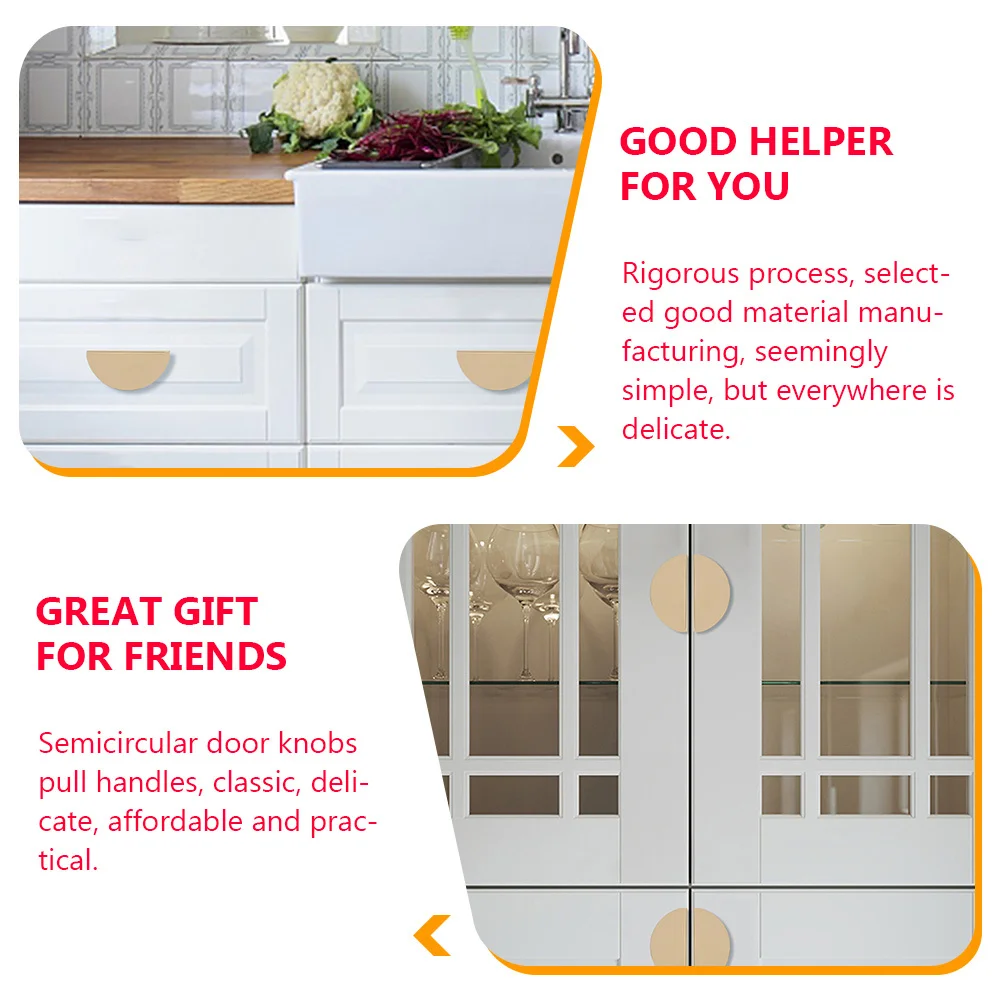 

2Pcs Half Round Cabinet Pulls Comfortable Grip for Kitchen Cupboard Bedroom Wardrobe Drawer Furniture Door Handles