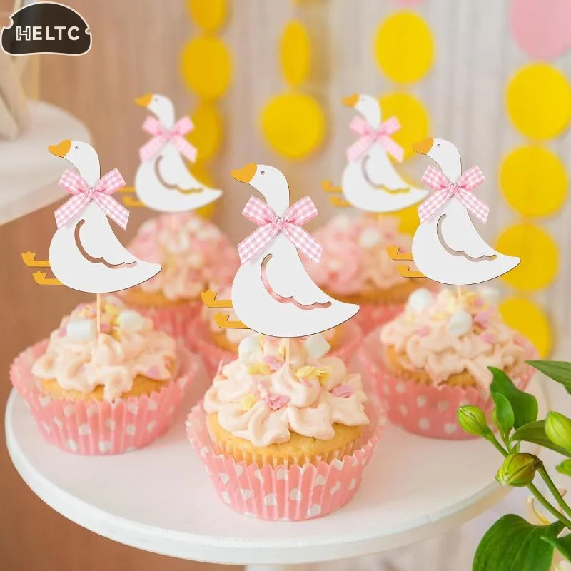 12pcs Silly Goose Cake Birthday Cakeate Insert Card Birthday Cakeateating Cupcake Toppers Kids Birthday