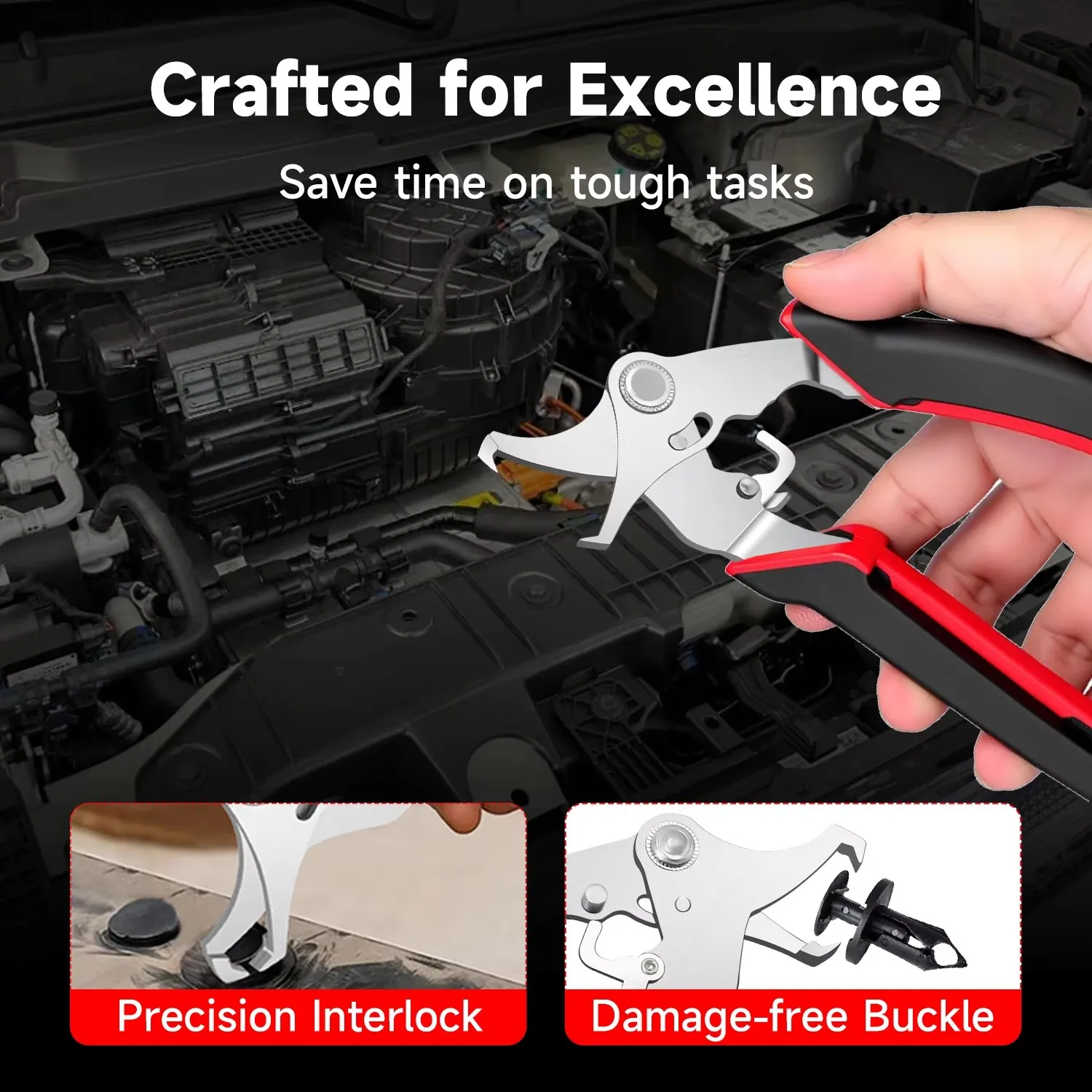 Alicates para Clips de Automóvil, Alicates de Acero Inoxidable para Desmontar Sujetadores, Herramienta de Desmontaje para Mecánicos, Bricolaje, Garaje y Taller