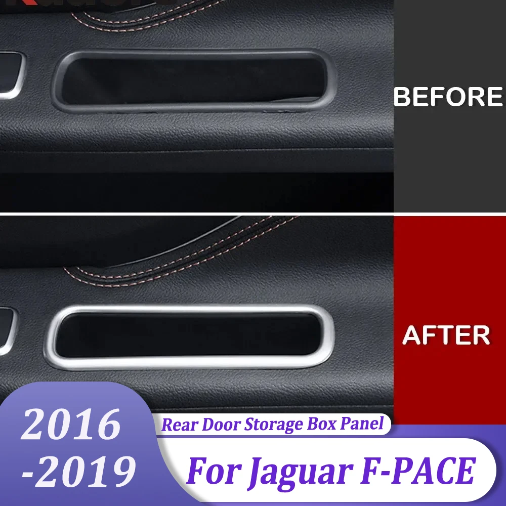 

Rear Door Storage Box Panel Trim Cover Interior Auto Sticker Accessories For Jaguar F-PACE 2016 2017 2018 2019
