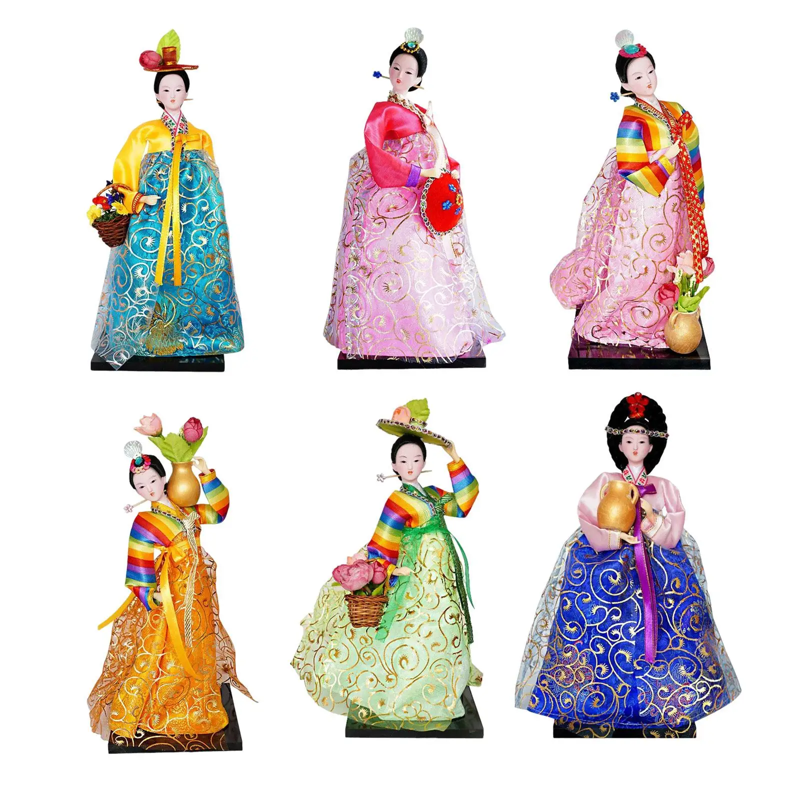 Geisha Figurine Hanbok Geisha Doll Lady Figures Geisha Girl Collectible Figures Hanbok Dolls for Table Decoration Gift