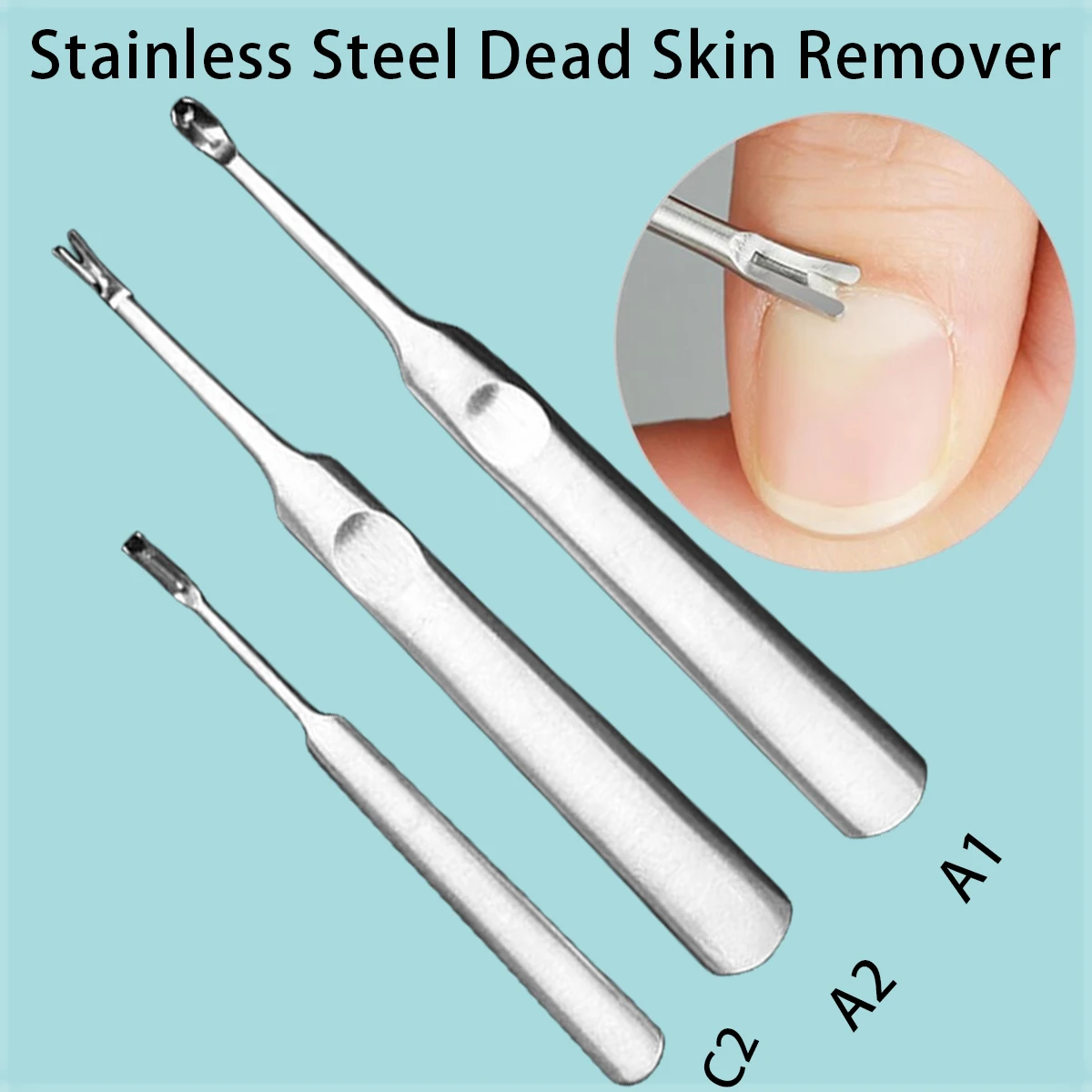 1pcs Professional Stainless Steel Dead Skin Remover Nail Cuticle Pusher Fork Trimmer Manicure Pedicure Nail Art Tool