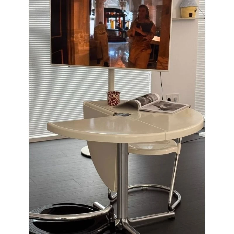 Foldable multifunctional round table household small apartment coffee table