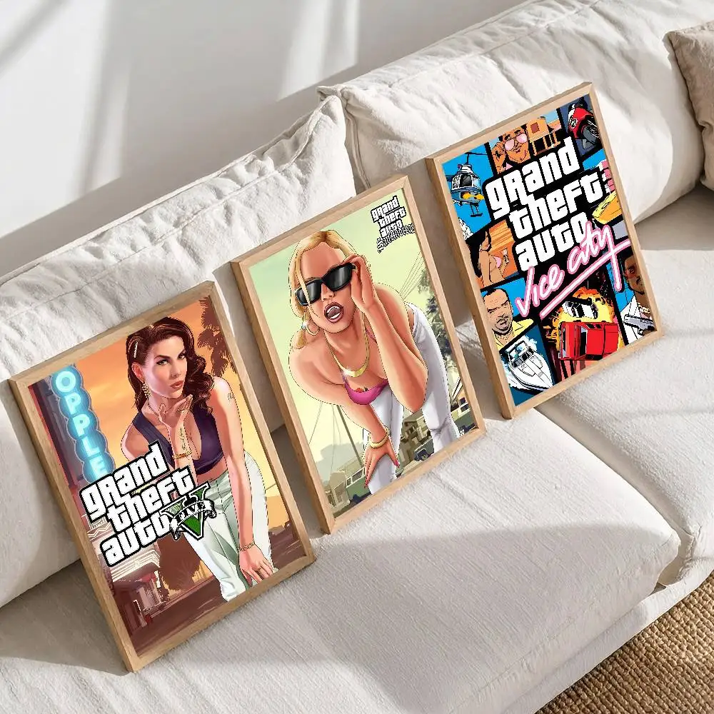 Gta Vice City Game ملصق فني ذاتي اللصق مقاوم للماء ورق ملصق مقهى بار غرفة جدار ديكور