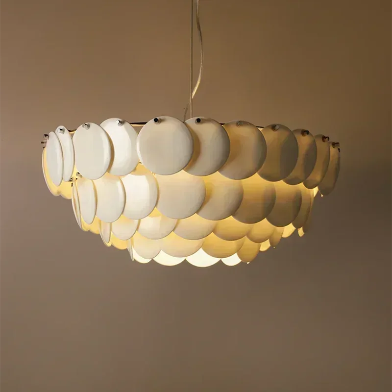 

French Artistic high-end White Ceramic Round ceiling LED Chandelier,Lustre Living room pendant indoor Decorative light fixtures
