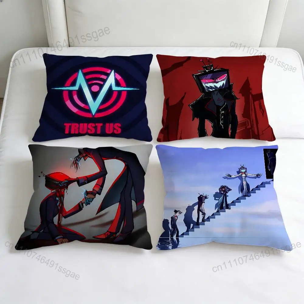 

V-VOX T-Trust US H-Hazbin Fashion Square Pillow Case Durable Throw Pillow Cover for Sofa Couch Chair