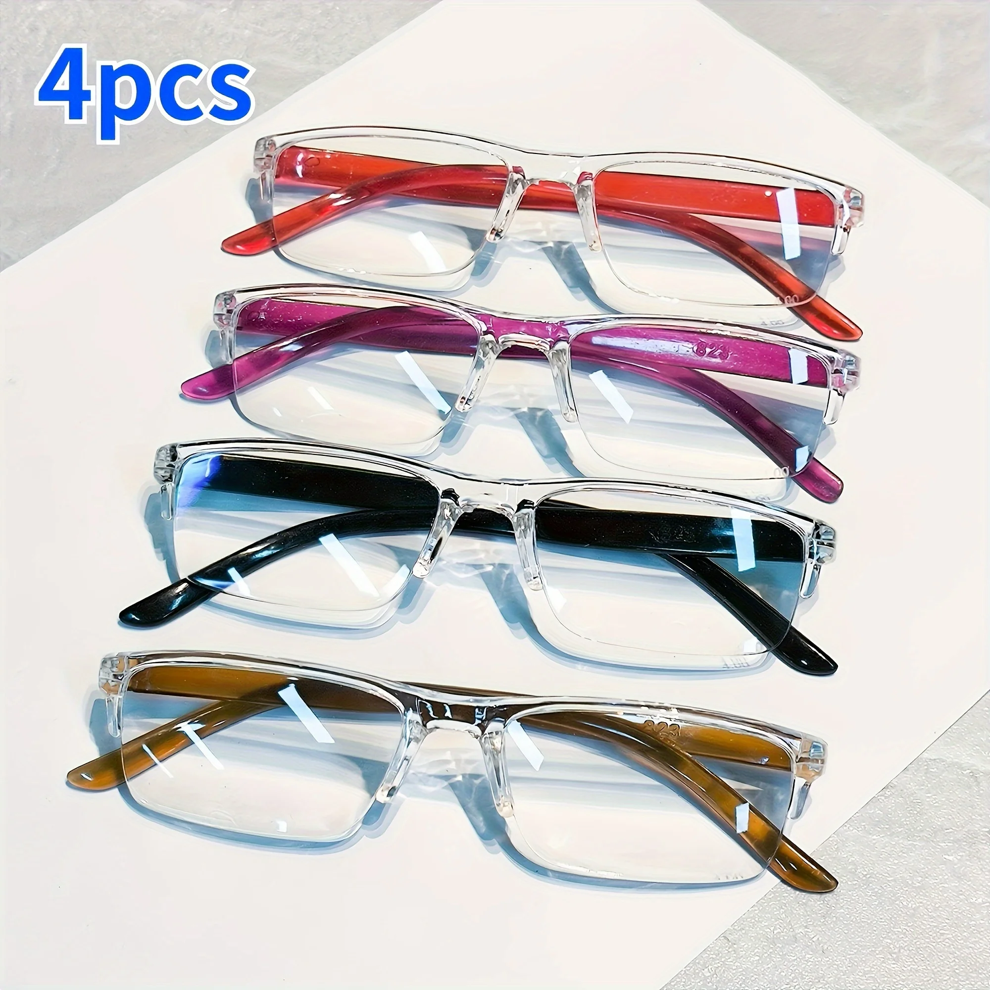 4 Pack Reading Glasses Blue Light Blocking Mix Color Reading Glasses for Women Presbyopic Correction with 1.0D to 4.0D Diopter