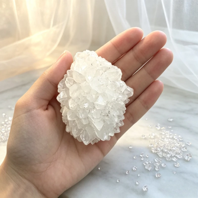 1pc Random Natural White Crystal Cluster, Small Crystal Flower Rough Stone Home Decoration, Handicraft Ornament