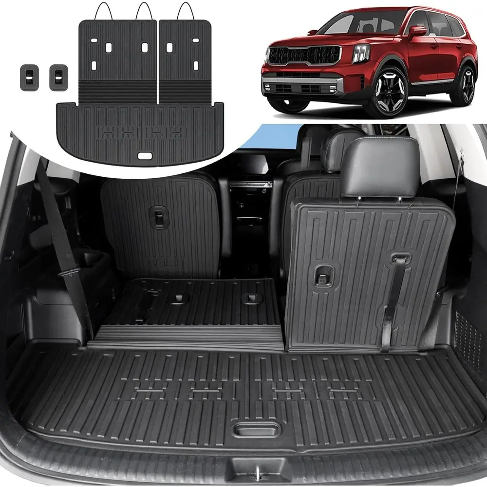 

Cargo Mat with Backrest Mat, All Weather TPE Trunk Mat Rear Cargo Liner Back Seat Cover Protector